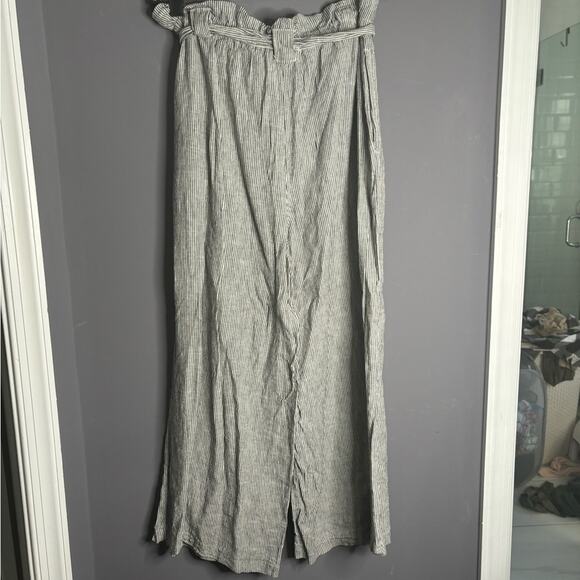 Max Studio Gray and White Striped Belted Wide Leg Pants Size Small - Picture 4 of 6